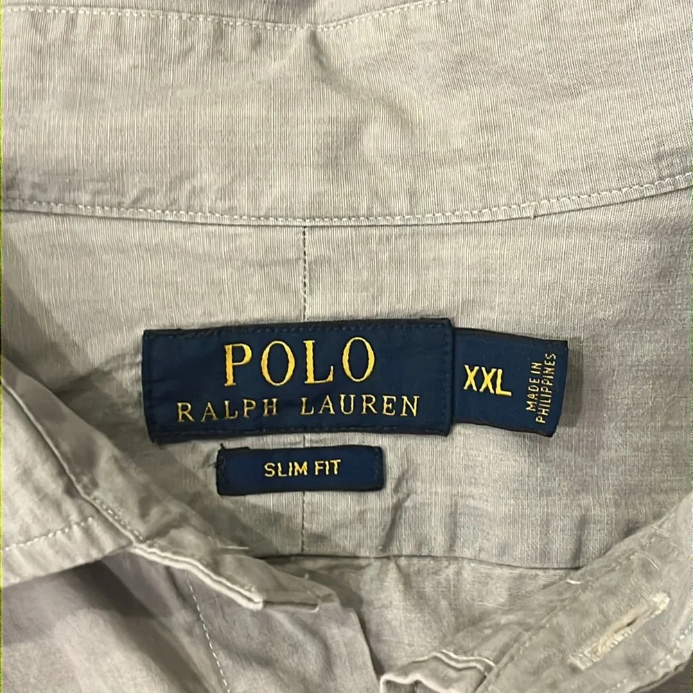 Polo Ralph Lauren Great Escape Button Down Shirt grey Slim Fit Mens Size XXL